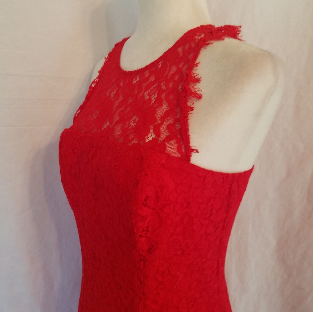 Shoshanna Red Lace Sleeveless Dress - Picture 5 of 11